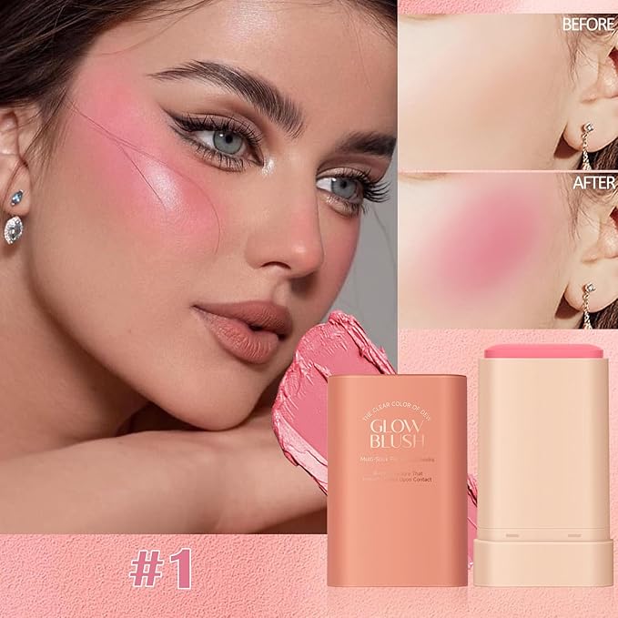 DAGEDA Cream Blush For Cheeks, 2-in-1 Face Blush Makeup (Pink)