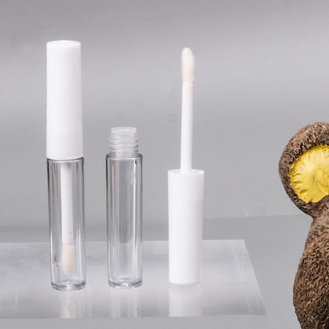 RDEXP 1.3ml Empty Lip Gloss Tube Clear Plastic Lip Gloss Containers Pack of 10 (White Cap)