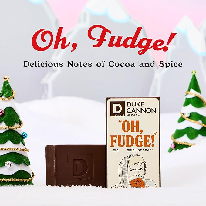Duke Cannon Holiday Limited-Edition OH Fudge Big Brick of Soap - 10oz Bar, Triple Milled, Perfect for Men, Supports U.S. Veterans, 3 Pack