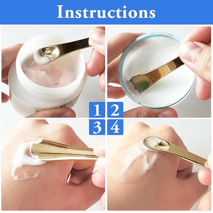 Mini Metal Makeup Spatula Skin Care Cosmetic Spoon Reusable Applicator, Beauty Scoop for Facial Cosmetic for Face Mask Cream Lotions Moisturizers (3 Gold)