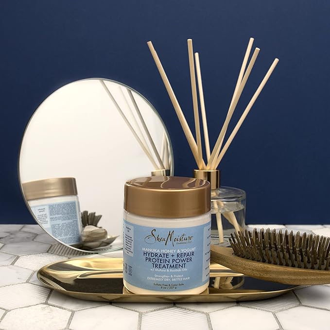 SheaMoisture Hair Mask - Manuka Honey & Yogurt, Hydrate + Repair Protein Power Treatment, Hair Treatment for Dry, Damaged Hair Care with Organic Shea Butter & Castor Oil for Hair, 8 Oz (Pack of 2)