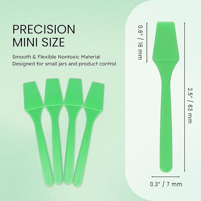 Pana 100pcs Cosmetic Make Up Disposable Plastic 2.5" Spatulas Skin Care Facial Cream Mask Spatula (100 Pieces in a Container) (APPLE GREEN)