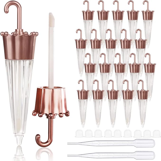 COSIDEA EMPTY 20pcs Umbrella shaped lip gloss tube 5ml, Cute lipgloss tubes containers with wand cosmetic packing container