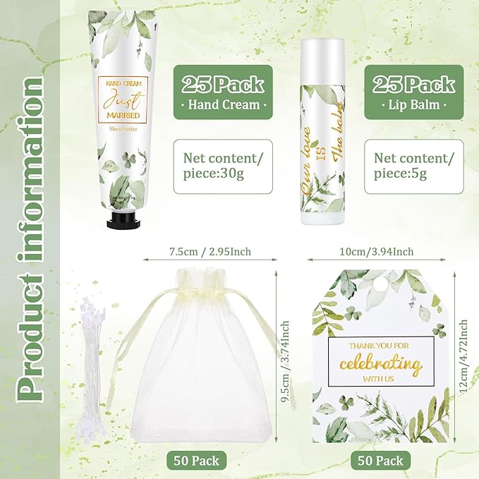 25 Set Wedding Lip Balms and Wedding(Greenery)