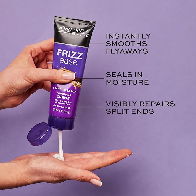 John Frieda Frizz Ease Secret Weapon Touch-Up Crème - Anti-Frizz Styling Cream for Smooth, Frizz-Prone Hair, 4 Oz