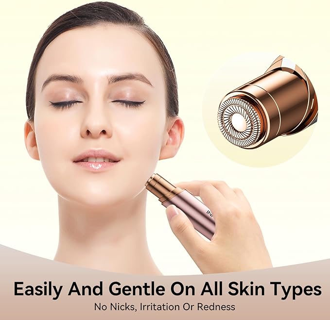 Facial Hair Remover for Women Ladies Upper Lip Hair Removal Electric Face Shaver with Rechargeable Battery Brush(Champagne Gold)