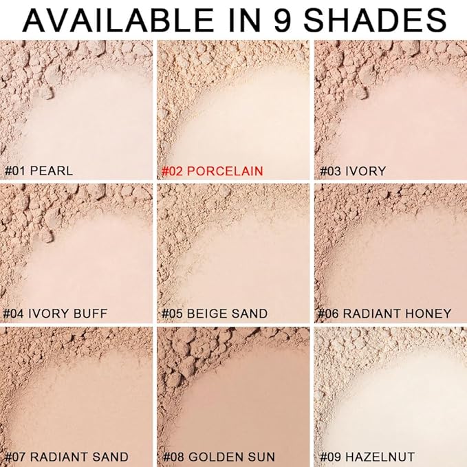 Kaely Oil Free Powder Foundation Waterproof,Face Pressed Powder Natural Finish,02