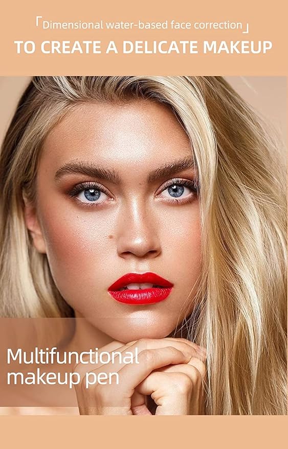 Blush Beauty Wand,Matte Face Blush with Cushion Applicator, white highlighter)