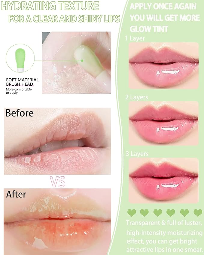 Tinted Moisturizing Lip Glow Oil,Hydrating Plumping Lip Gloss Lip Care Clear Toot Lip Oil for Dry Lip,Glow Reviver Lip Oil,Shine Lip Tint Stain Lip Care Product,Christmas Makeup Gift for Women-#016