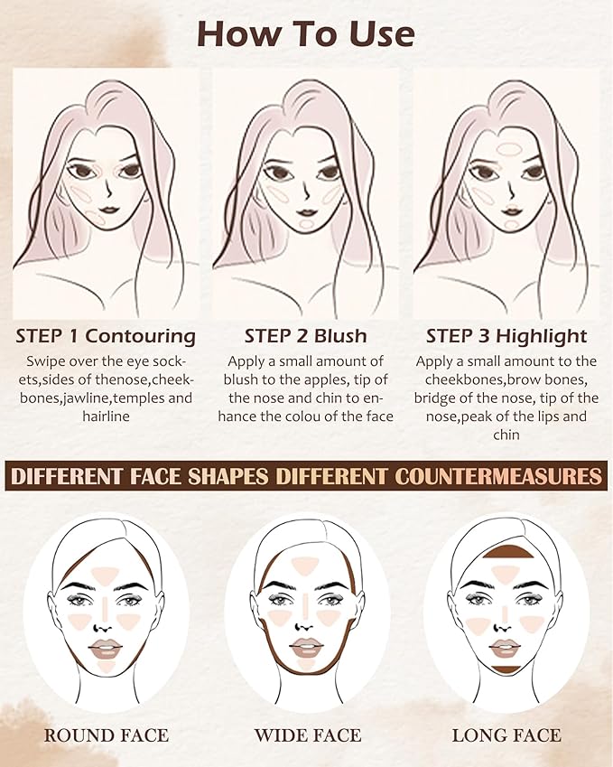 Face Contour Glitter Highlighter Powder Palette-2 in 1 for Women-01