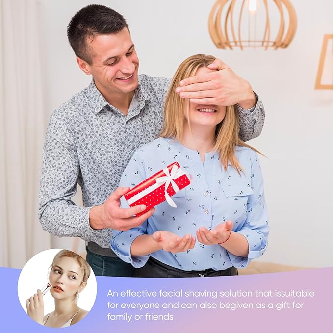 Facial Hair Remover for Women, Device, Remover Women Face, Finishing Touch Upper Lips, Chin & Cheeks, USB Rechargeable with LED LightIncluded Two Replacement Heads (White)