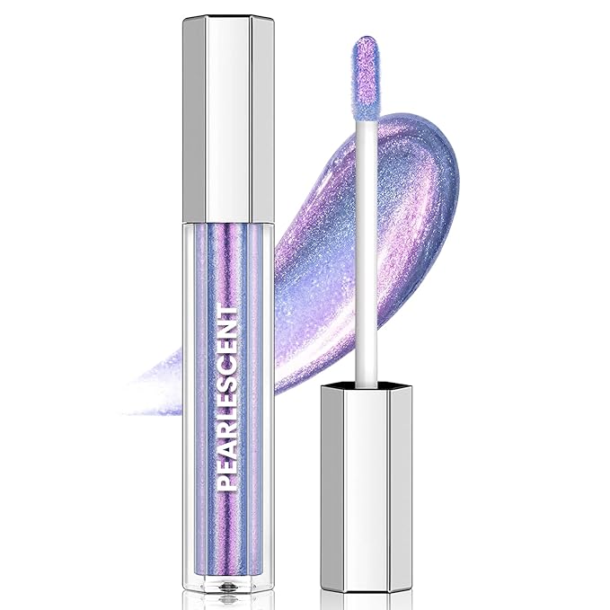 Purple Glitter Lip Gloss Liquid Lipstick, Diamond Shimmer Metallic Sparkly Iridescent Chameleon Lilac Lip Gloss Gift for Women, Long Lasting Waterproof Highly Pigment Holographic Lip Makeup03