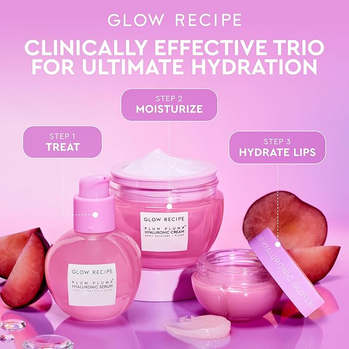 Glow Recipe Hyaluronic Acid Plumping Lip Balm for Women & Men - Clear, Hydrating High-Shine Gloss + Overnight Dry Lips Treatment for a Smooth, Fuller Look - Makeup Prep, Korean Skin Care, 15ml