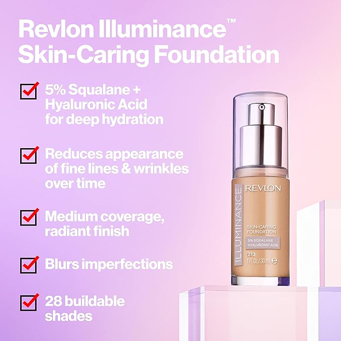 REVLON Illuminance Skin-Caring Liquid Foundation, Hyaluronic Acid, Hydrating of 1)