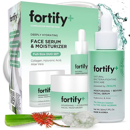 9-in-1 Ultimate Hydration Facial Set - Nourishing Moisturizer & Serum Duo, Dermatologist Tested - Hydrates & Protects Skin Barrier, Clean Beauty, Made in Korea - 2 x 50ML/1.7Fl Oz