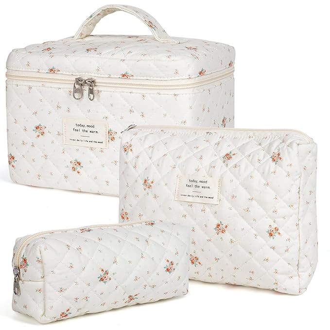 Makeup bag, quilted makeup bag,large