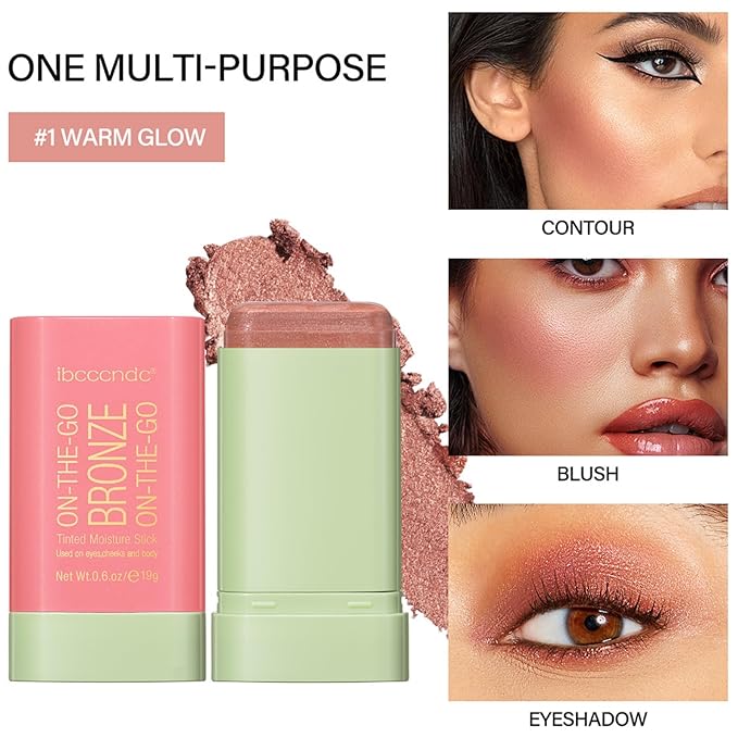 On-The-Go Bronzer Stick,Multi-Use Cream Contour Stick,Natural Long Lasting Stick,Multi-Use