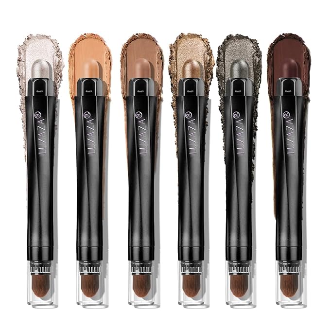 Neutral Eyeshadow Stick Makeup Set, Metallic Shimmer Matte Cream Eye Shadow Eyeliner Brightener Pencil Crayon - Classic 6PCS A002