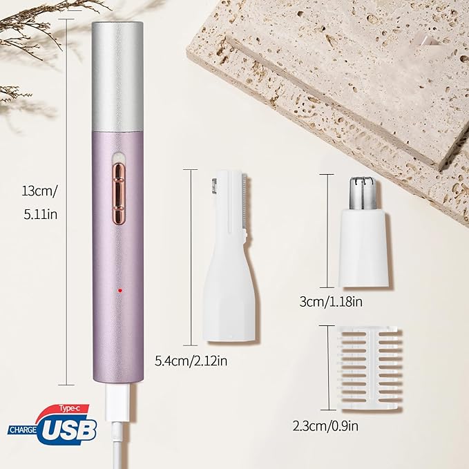 2025 Rechargeable Nose and Ear Hair Trimmer for Women Men – Painless Facial and Eyebrow Hair Remover, Dual-Edge Blades, IPX7 Waterproof, Compact and Portable Electric Clipper