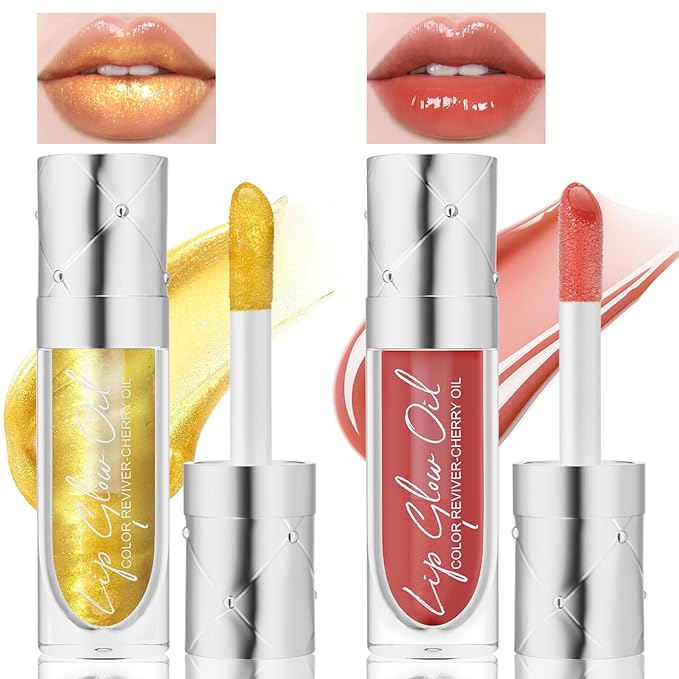 2pcs Hydrating Lip Glow Oil Set Plumping Tinted Hydrating