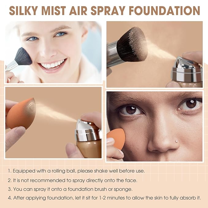 AirBrush Foundation Spray, Silky Mist Foundation Spray Makeup #05 Sand