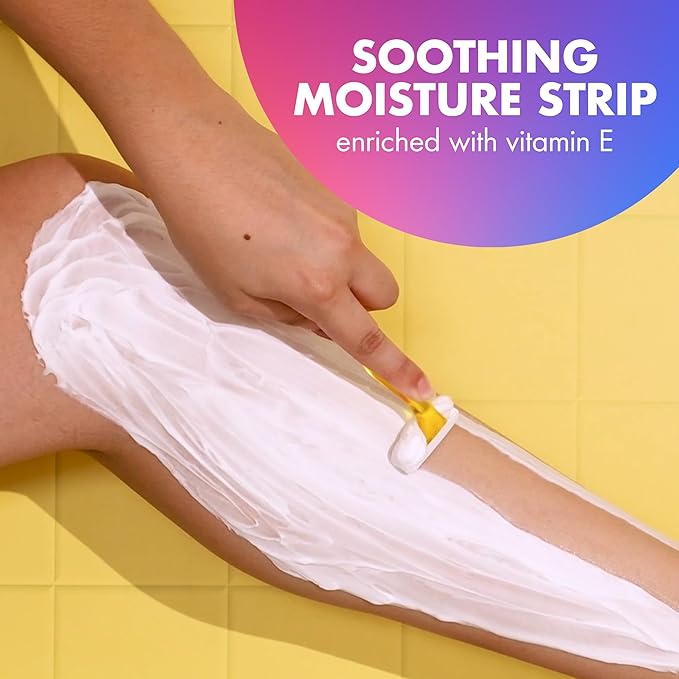 BIC Soleil Smooth Colors Women's Disposable Razors With Aloe Vera and Vitamin E Lubricating Strip for Enhanced Glide, With 3 Blades, 10 Count