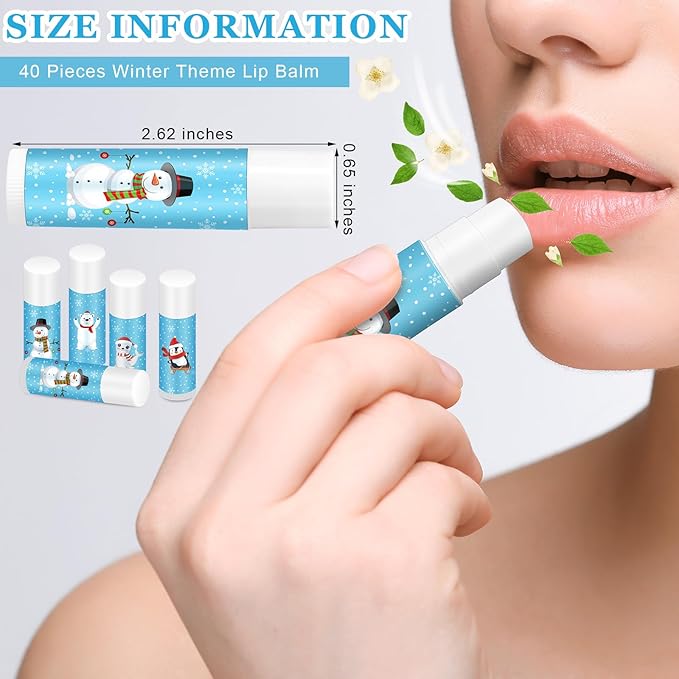 40 Pcs Winter Theme Flavored Lip Moisturizing