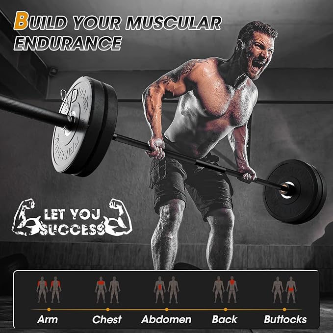 FEIERDUN Olympic Barbell EZ Curl Bar 47in/4ft/5ft/6ft/7ft for Weightlifting 2 inch 2 Spring