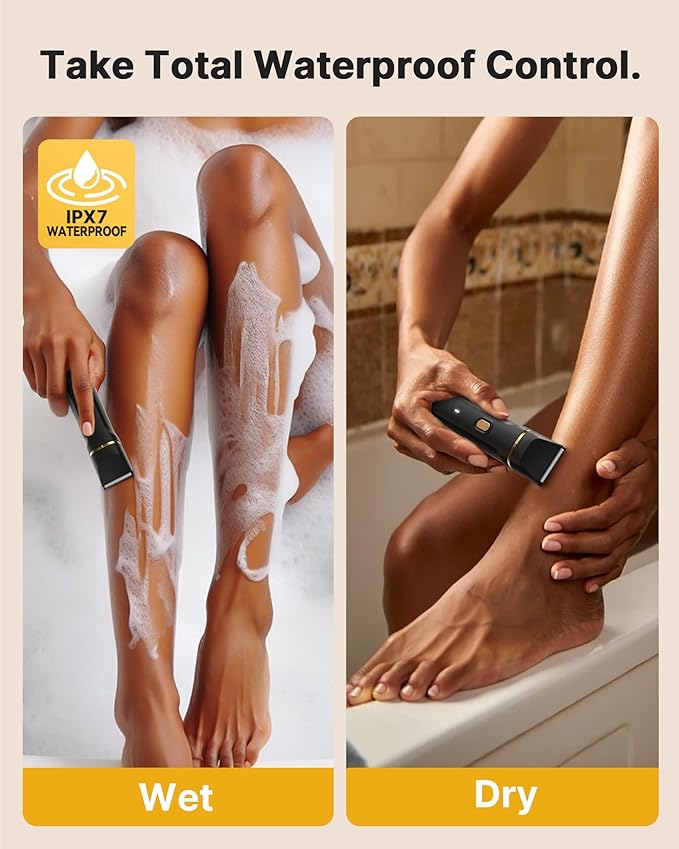 Upgraded Bikini Trimmer for Women, [2in1 & Painless] Electric Body Razors/Shaver, [Waterproof] Beard Trimmer for Men, Replaceable Ceramic Blade, Superior Charge Dock, Gifts for Women/Men