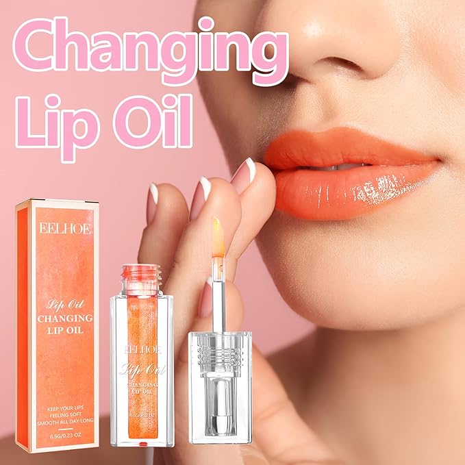 Midnight Boss Up Magic Color Changing Lip Oil Stain Cosmetic PH Actived Moisturizing Hydrating Glow Gloss Tinted Transparent Care Long Lasting Non-Sticky Fresh Texture Nourishing Pink Orange Red