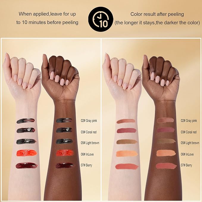 KISSIO Lip Liner Stain,Peel Off Lip Liner,Transfer Proof,Long Lasting and Waterproof,Lips Tint Tattoo,Natural Makeup Stain,Matte Finish,Light brown