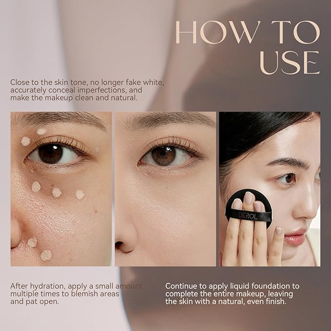 Foundation Makeup,Soft Beige Full Coverage Foundation Makeup（Built-in brush）Vegan Face Makeup(05#)