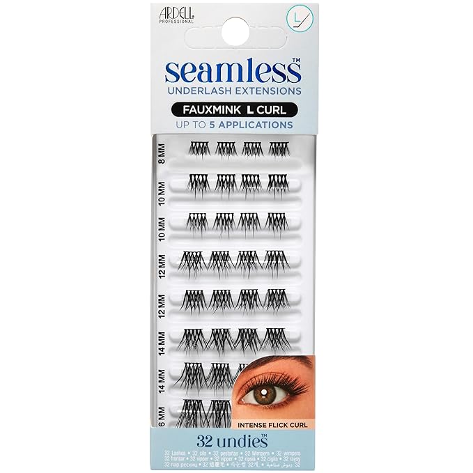 Ardell Seamless Underlash Lash Extension Kit - DIY Lash Clusters, Faux Mink L Curl Individual Lashes, Eyelash Extension for Natural Look Lash Kit, 32 Count, 1-Pack
