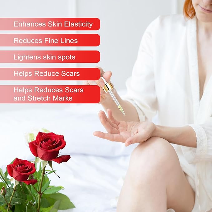 Vitamin E Oil, Rose Oil, Vitamin E Oil for Face, Organic Vitamin E Oil, Rose & Vitamin E Moisturizer Oil for Face and Skin Care 2 Fl Oz