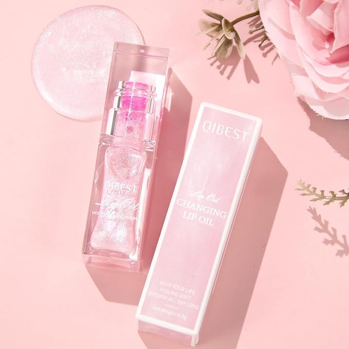 LANGMANNI Hydrating Lip Glow Oil,Moisturizing Nourishing Lip Oil,Light Colour Gloss Tinting And Non-sticky Lip Oil For Dry Lips Lip Care (Color Changing 2Pcs)