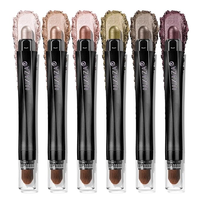 Neutral Eyeshadow Stick Makeup Set, Metallic Shimmer Matte Cream Eye Shadow Eyeliner Brightener Pencil Crayon - Classic 6PCS A005