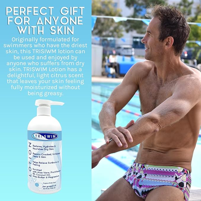 TRISWIM Swim Lotion 32oz | Neutralizes Chlorine, Bromine & Saltwater Odors | Hydrates, Restores & Nourishes Dry Skin | Aloe Vera, Shea Butter & Coconut Oil | Zen Grapefruit Scent