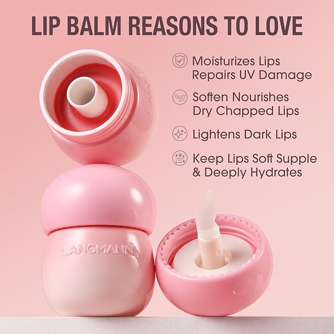 LANGMANNI Pudding Glow Lip Balm | Velvet-Smooth Lip Gloss for Nourished, Glowing Lips | Hydrating, Non-Sticky Glossy Tinted Lip Balm Makeup 0.28 Oz (#3, 1)