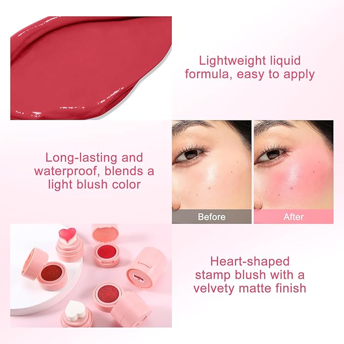 Boobeen Liquid Blush for Cheeks, Buildable & Blendable