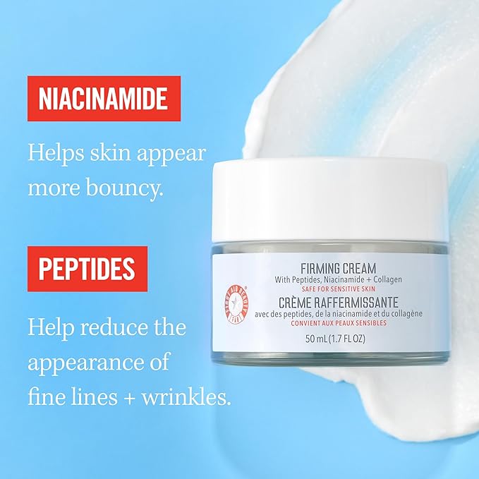 First Aid Beauty Firming Collagen Cream with Collagen, Peptides and Niacinamide – Day + Night Anti-Aging Face Moisturizer – 1.7 fl oz