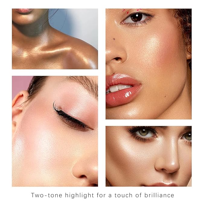 Liquid Highlighter Double-Headed Face Body Shimmer and Glitter Highlighter (Pink&Brown)