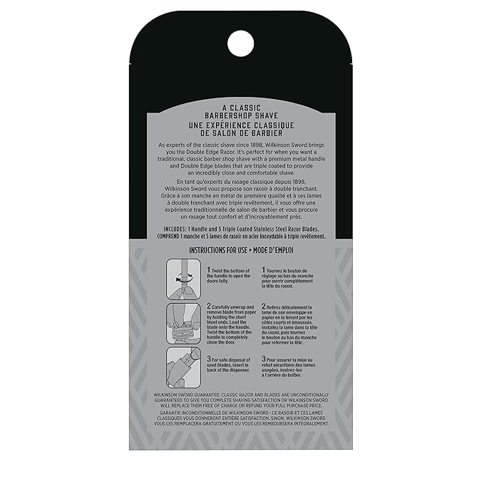 Wilkinson Sword Double Edge Razor for Men With 5 Double Edge Razor Blades Refills
