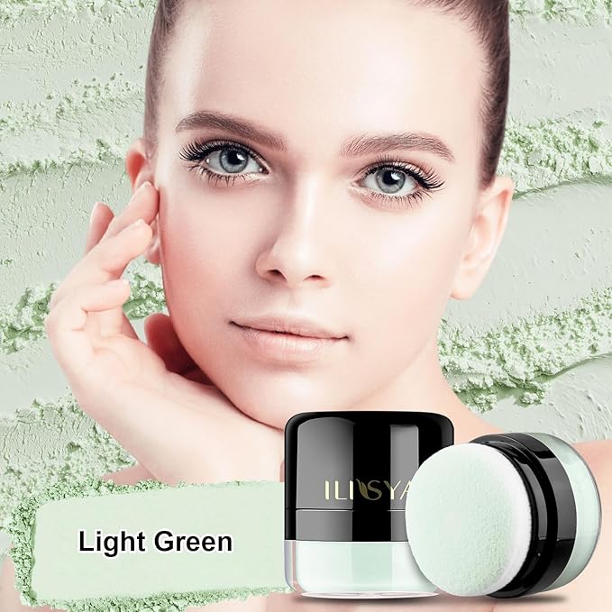 Setting Powder Lightweight Loose Powder Finishing Powder Long-Lasting Green/Translucent)-3 Boxes
