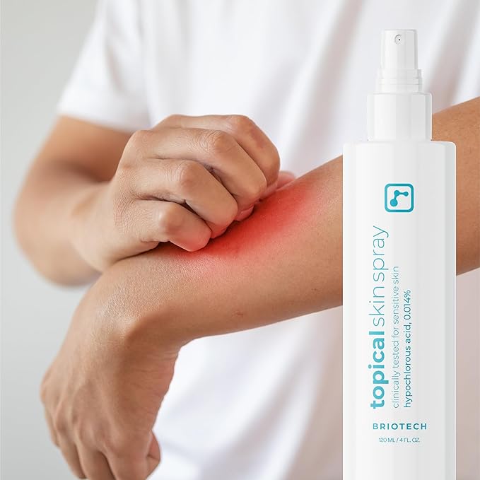 BRIOTECH Topical Skin Spray, Hypochlorous Acid Spray for Body & Face, Eyelid Cleanser, HOCl Facial Mist, Support Against Irritation, Calm Redness, Soothe Foot & Scalp, 128 fl oz (2Pack)