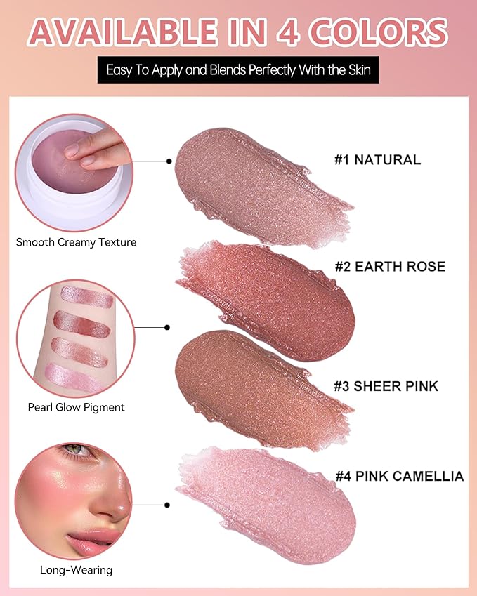 Multi Glow Balm,Miracle Glow Balm Tinted Face Creamy Blush for Women Cheek Lip Eye,Hydrating Lightweight & Blendable Color,Shimmer Blusher Facial Makeup,Mother's Day Gift for Women Girl-01Natural