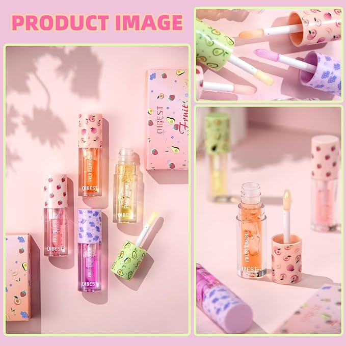 4pcs Hydrating Fruity Lip Oil Lip Plumping Gloss Hydrating