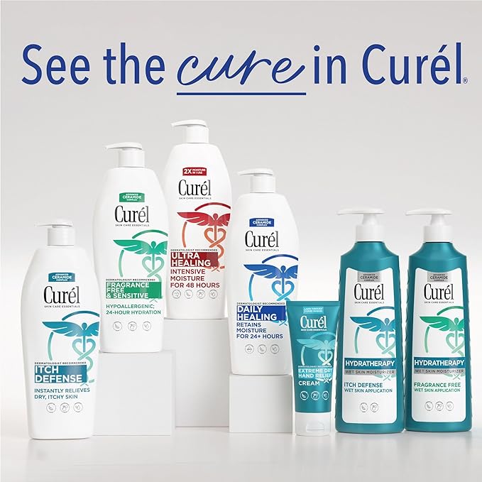 Curel Daily Healing Body Lotion for Dry Skin, Dermatologist Recommended Hydrating Body Lotion with Advanced Ceramides Complex 1 Oz, Pack of 30