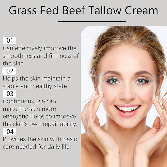 Grass Fed Beef Tallow with Frankincense Oil and Castor Oil, Organic Grass Fed Beef Tallow for Skin, Whipped Beef Tallow Frankincense Oil Castor Oil for Skin Face Body Moisturizer (1)