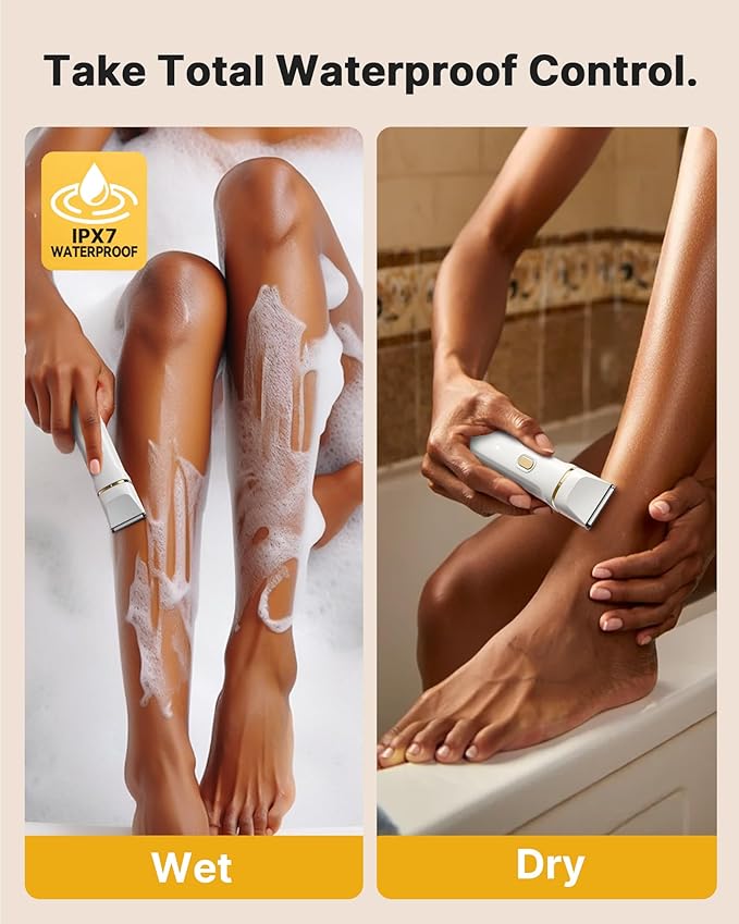 Upgraded Bikini Trimmer for Women, [2in1 & Painless] Electric Face Razors/Shaver for Woman, [Waterproof] Pubic Body Hair Trimmer, Replaceable Ceramic Blade, Superior Charge Dock, Gifts for Women