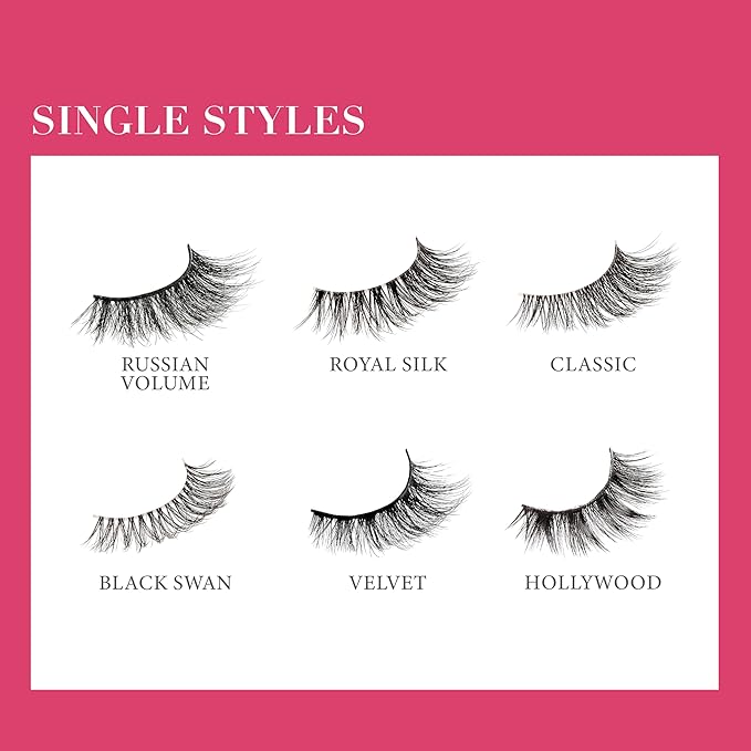KISS Lash Couture LuXtensions Collection False Eyelashes, Flat Lash Technology, Super Slim Lash Band, Real Lash Extension Fibers, Reusable, Contact Lens Friendly Strip Lashes, Style 'Cashmere', 1 Pair